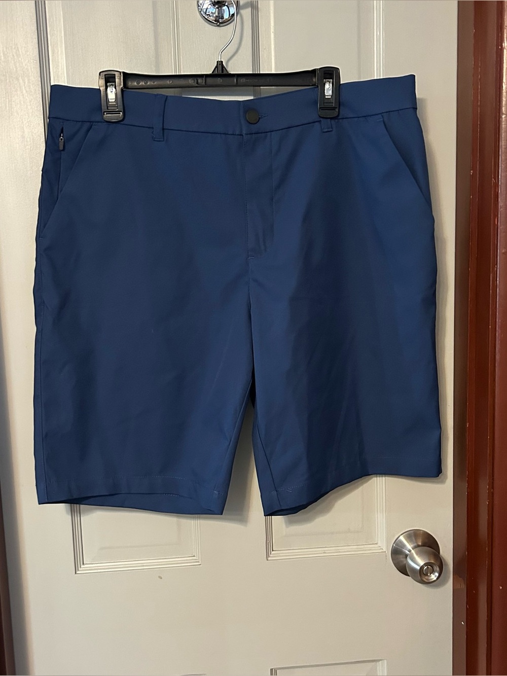 32 Degrees Cool Stretch Performance Men's Navy Flat Front Shorts Sz 36